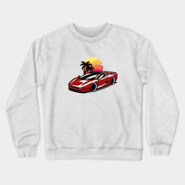 Red XJ220 Classic Supercar Sunset Crewneck Sweatshirt by KaroCars